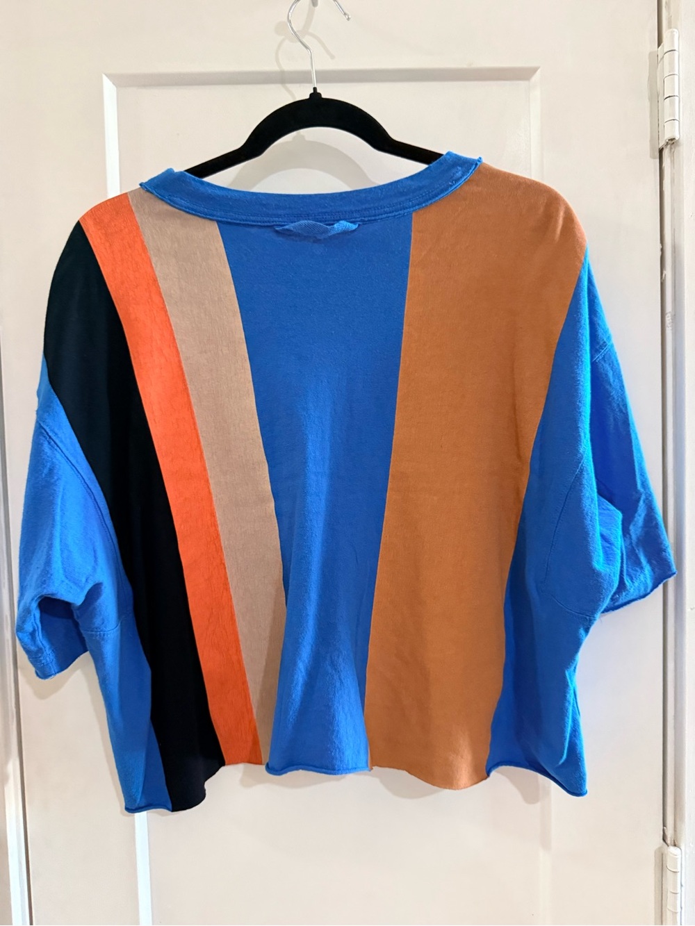 Free People Movement Blue/Peach/Tan Cropped T Shirt Size S Petite - Picture 4 of 4